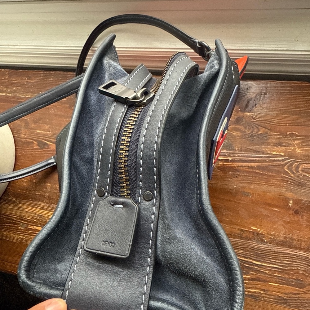 Coach Black Leather Patchwork Tote with Red Handles - Picture 8 of 8